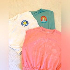 Old Navy tank top muscle tee shirts bundle girls 8 summer beach Good Vibes 🌊